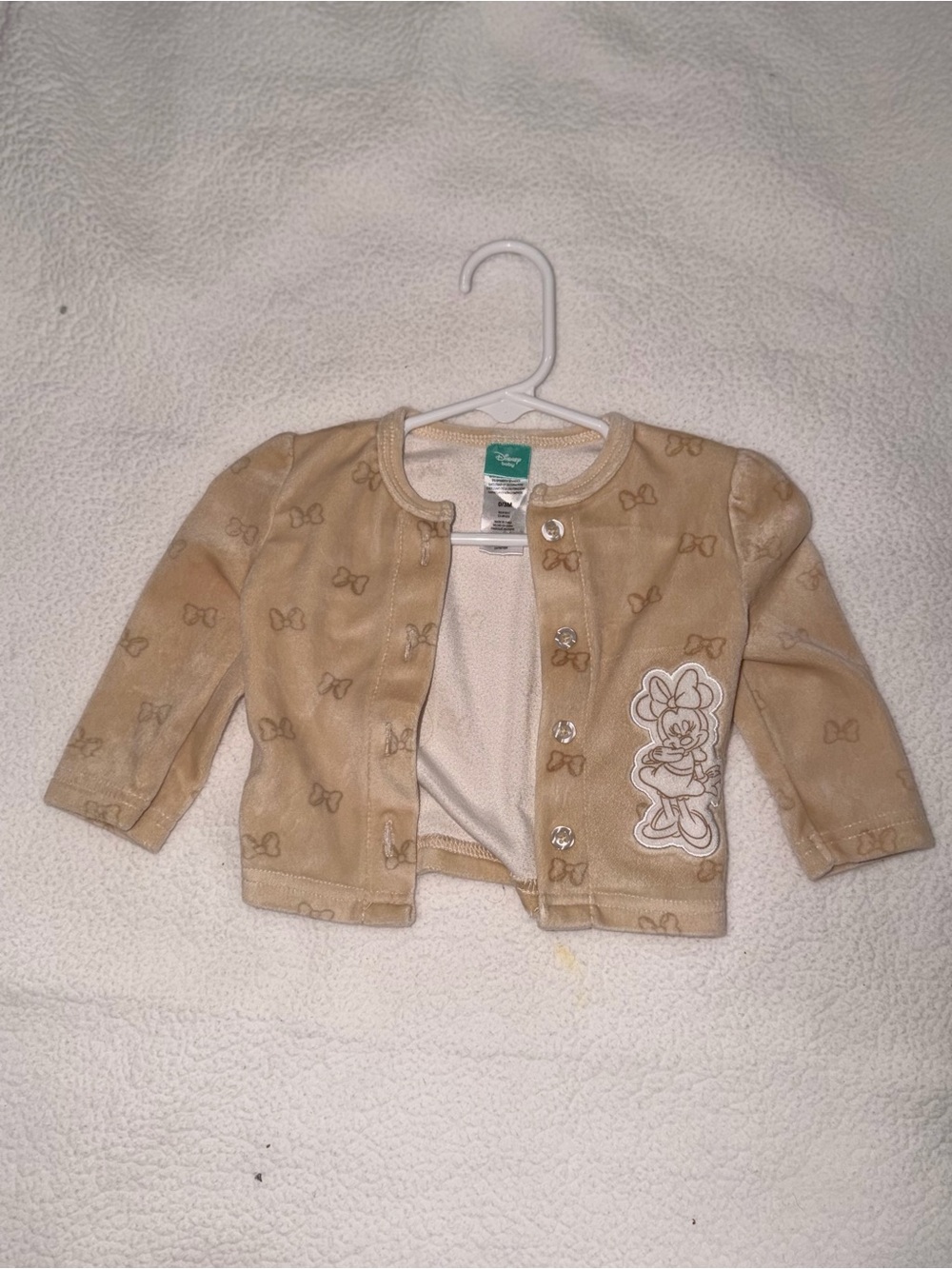 Disney Tan Minnie Mouse Bow Print Cardigan Jacket